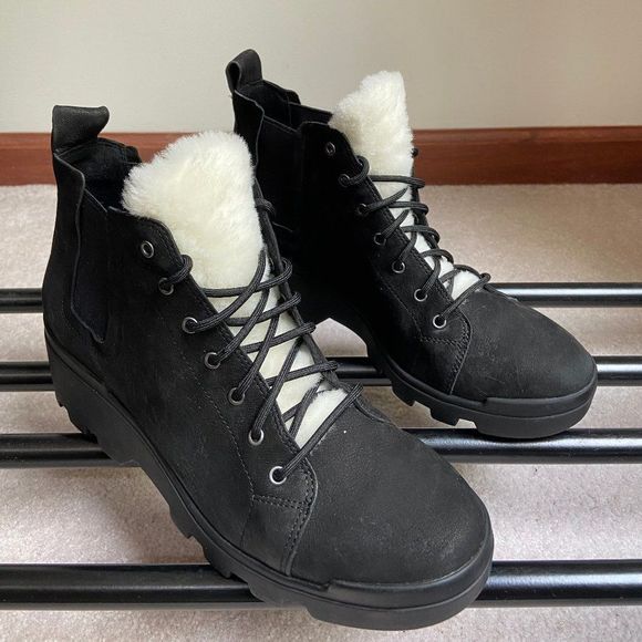 EILEEN FISHER Women Calm Leather Shearling Boots - NEW NWOB - Picture 6 of 7